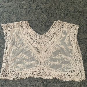 Ivory lace beach cover up/crop top